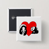 Badge Carré 5 Cm Amour de panda (Devant & derrière)
