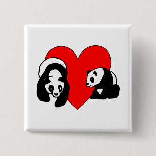 Badge Carré 5 Cm Amour de panda