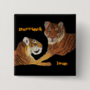 Badge Carré 5 Cm Amour de Purrfect de tigres