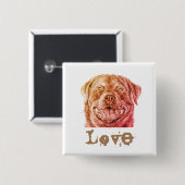 Badge Carré 5 Cm Amour de Rottweiler (Devant & derrière)