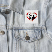 Badge Carré 5 Cm Amour d'ours panda (En situation)