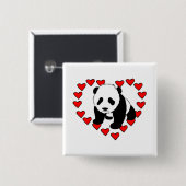 Badge Carré 5 Cm Amour d'ours panda (Devant & derrière)