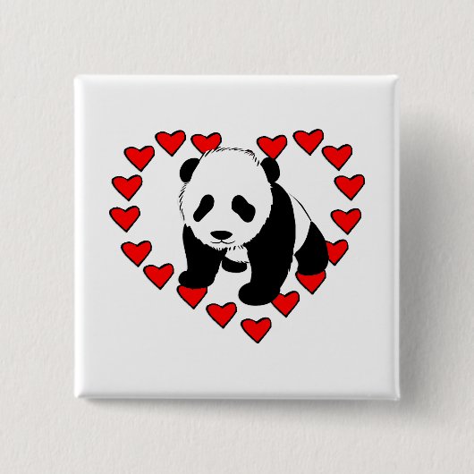 Badge Carré 5 Cm Amour d'ours panda (Devant)