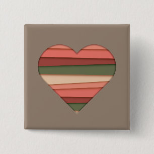 Badge Carré 5 Cm Amour du coeur rayé Saint-Valentin