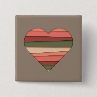 Badge Carré 5 Cm Amour du coeur rayé Saint-Valentin
