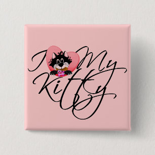 Badge Carré 5 Cm Amour du rose I mes T-shirts et cadeaux de Kitty