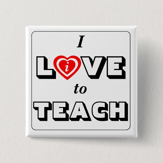 Badge Carré 5 Cm Amour enseignant dédié / Vivre pour enseigner la d (Devant)