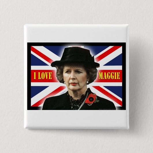Badge Carré 5 Cm Amour Maggie de Margaret Thatcher I (Devant)