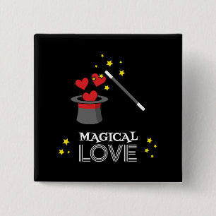 Badge Carré 5 Cm Amour magique - Blanc