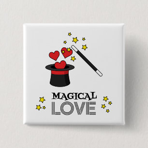 Badge Carré 5 Cm Amour magique - Noir