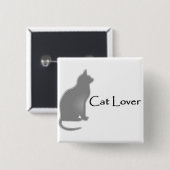 Badge Carré 5 Cm Amoureux des chats (Devant & derrière)