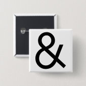 Badge Carré 5 Cm Ampersand - Noir (Devant & derrière)