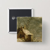 Badge Carré 5 Cm Amsterdam, scène d'hiver, XVIIème siècle (Devant & derrière)