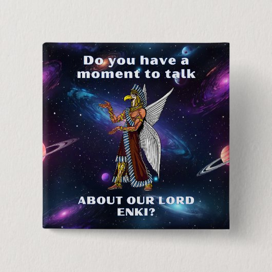 Badge Carré 5 Cm Amusant ancien UFO Annunaki Alien (Devant)