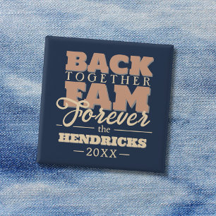 Badge Carré 5 Cm Amusant, bleu et pastel Reunion Guillemet famille