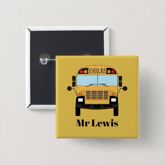 Badge Carré 5 Cm Amusants Merci Appréciation School Bus Driver (Devant & derrière)