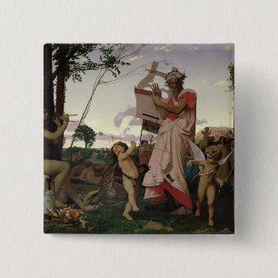 Badge Carré 5 Cm Anacreon, Bacchus et Aphrodite, 1848