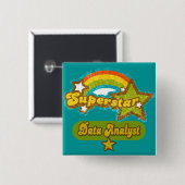 Badge Carré 5 Cm Analyste de données de superstar (Devant & derrière)