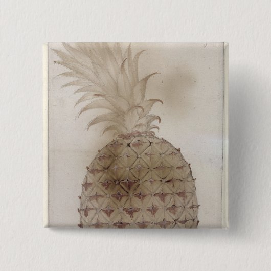 Badge Carré 5 Cm Ananas, (Devant)