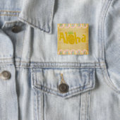 Badge Carré 5 Cm Ananas Rustique Aloha (En situation)
