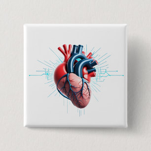 Badge Carré 5 Cm Anatomical Heart – Artistic Medical Illustration