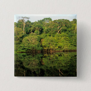 Badge Carré 5 Cm Anavilhanas, Amazonas, Brésil. Rivière de la forêt