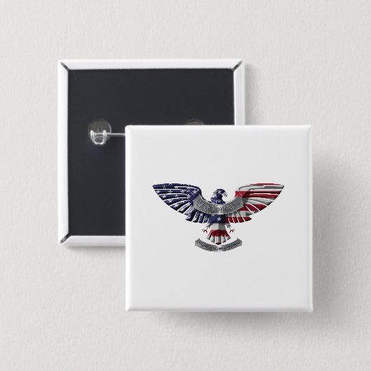 Badge Carré 5 Cm Ancien Aigle Américain "Fier D'Avoir Servi" (Devant & derrière)