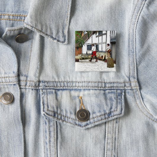 BADGE CARRÉ 5 CM ANCIENNE ANGLETERRE (En situation)