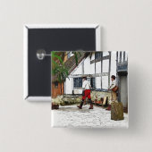 BADGE CARRÉ 5 CM ANCIENNE ANGLETERRE (Devant & derrière)