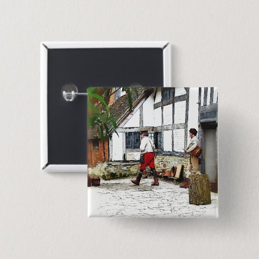 BADGE CARRÉ 5 CM ANCIENNE ANGLETERRE (Devant & derrière)