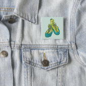 Badge Carré 5 Cm Ancienne escalade chaussures rock escalade (En situation)