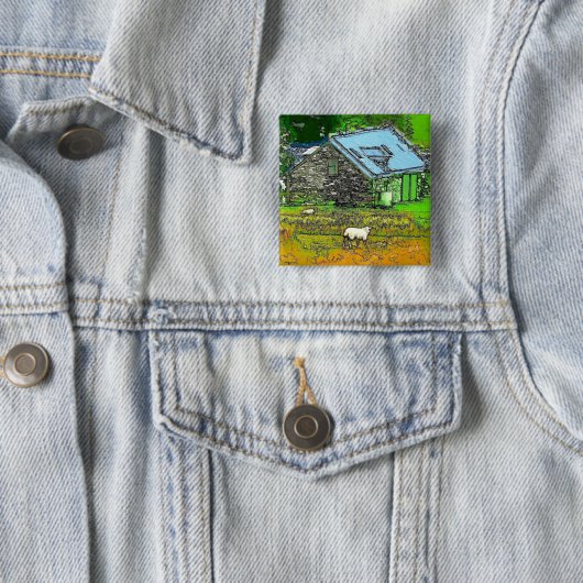 BADGE CARRÉ 5 CM ANCIENNE GAILLE (En situation)