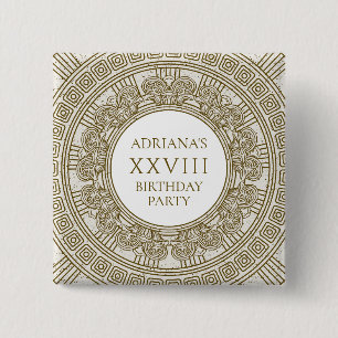 Badge Carré 5 Cm Ancienne Grèce fête d'anniversaire avec des élémen