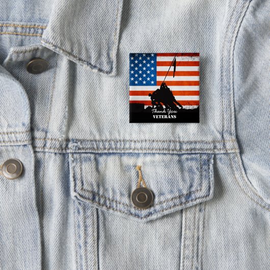 Badge Carré 5 Cm Anciens combattants Mercis (En situation)