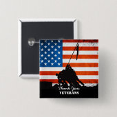 Badge Carré 5 Cm Anciens combattants Mercis (Devant & derrière)