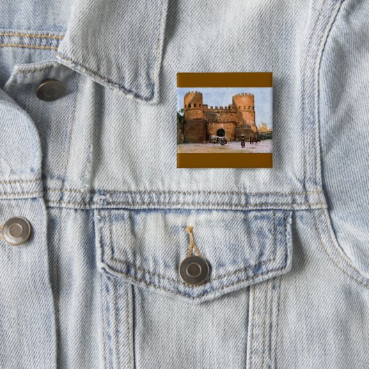 Badge Carré 5 Cm Ancient Roman Historic Architecture (En situation)