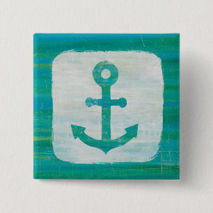 Badge Carré 5 Cm Ancre côtière d'Aqua de l'art  