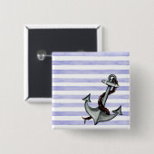 Badge Carré 5 Cm Ancre du navire nautique (Devant & derrière)