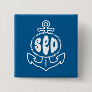 Badge Carré 5 Cm Ancre et la mer