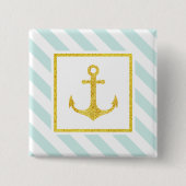 Badge Carré 5 Cm Ancre Parties scintillant Preppy Nautical Stripes  (Devant)