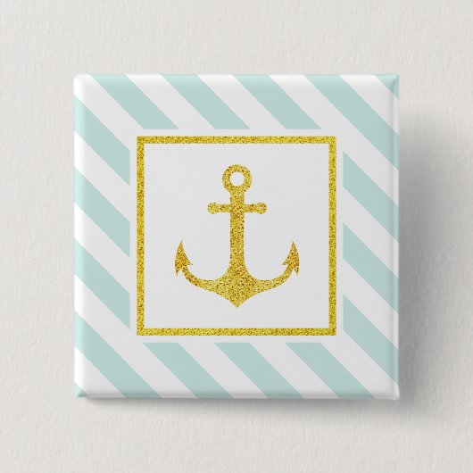 Badge Carré 5 Cm Ancre Parties scintillant Preppy Nautical Stripes  (Devant)
