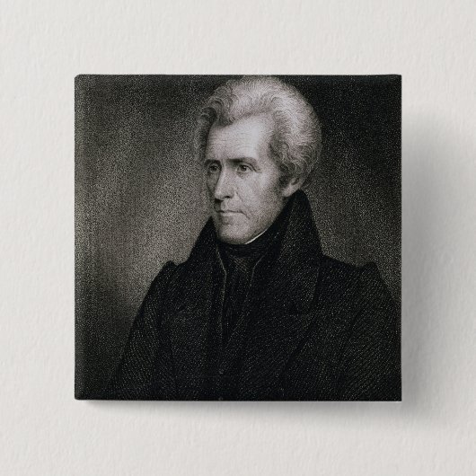 Badge Carré 5 Cm Andrew Jackson (gravure) (Devant)