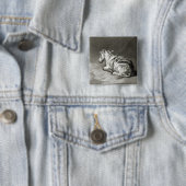 Badge Carré 5 Cm Âne au repos (En situation)