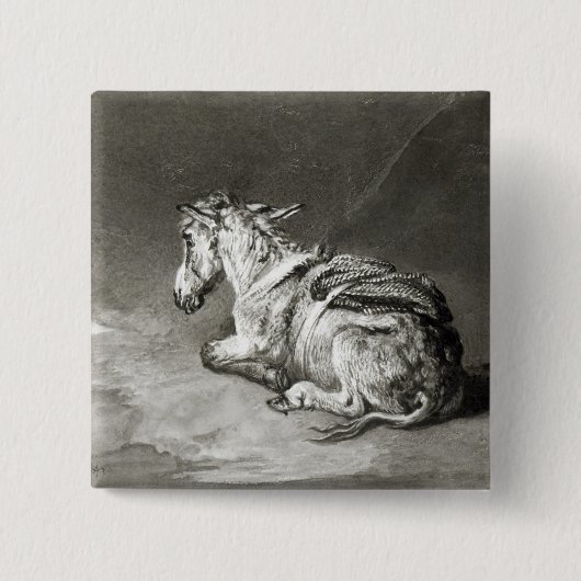 Badge Carré 5 Cm Âne au repos (Devant)