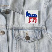 Badge Carré 5 Cm Âne de Démocrate (En situation)