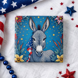 Badge Carré 5 Cm Âne de la Liberté