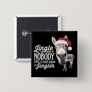Badge Carré 5 Cm Âne drôle de Noël Amoureux de la ferme Fête Animal