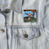 Badge Carré 5 Cm Ange d'automne (En situation)