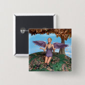 Badge Carré 5 Cm Ange d'automne (Devant & derrière)