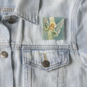 Badge Carré 5 Cm Ange de Noël (En situation)